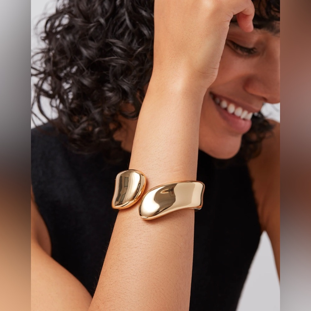 Jenny Bird Solene Cuff - Gold Geometric Bangle Bracelet Statement Piece